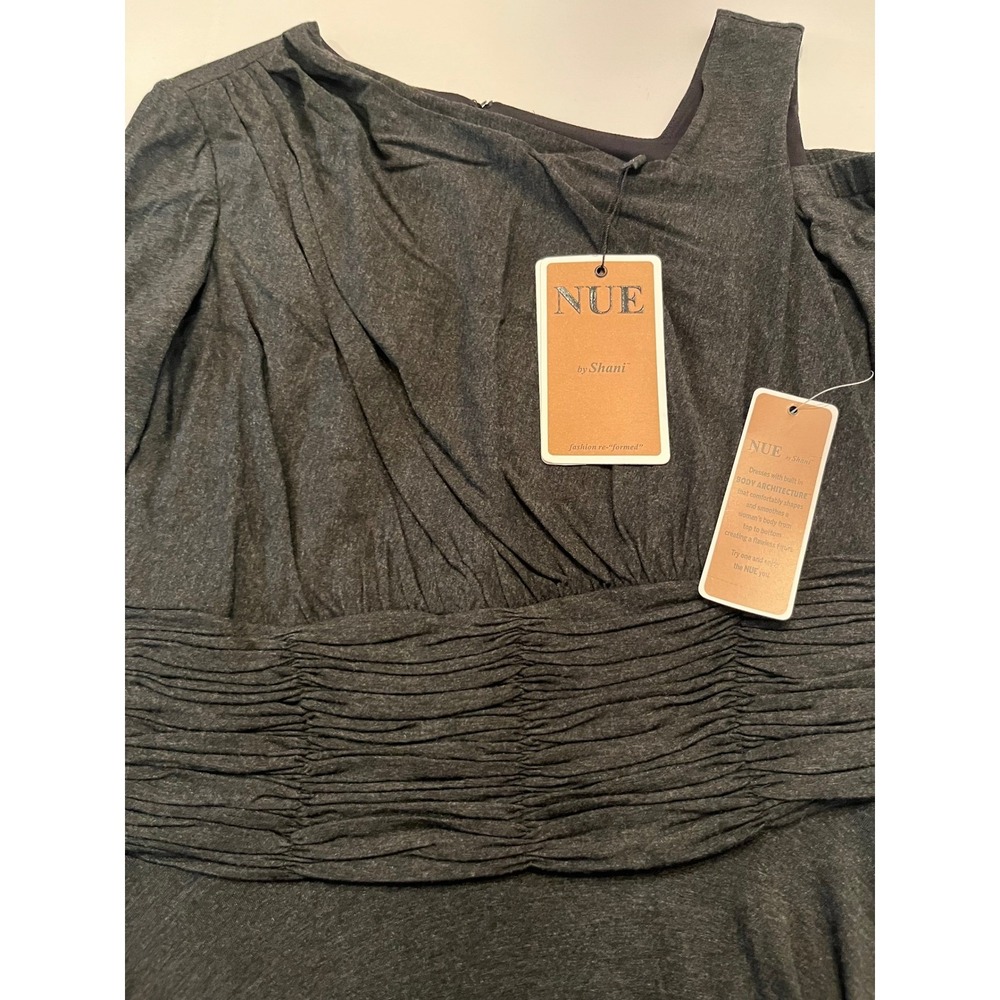 NUE by Shani GRAY A Line 3/4 Sleeve Dress Built-in Body Shaper Dress Sz 10 S293 - Picture 6 of 16